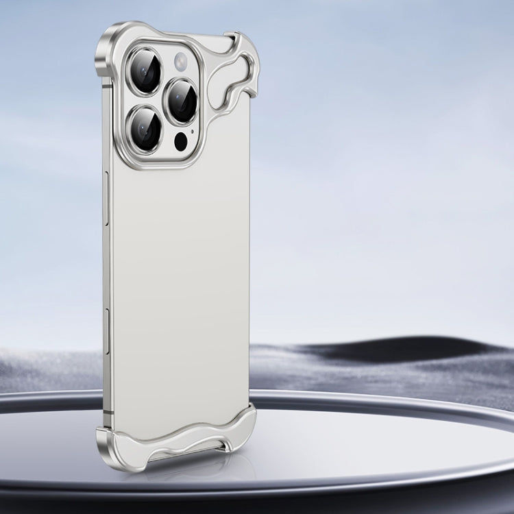 For iPhone 16 Pro Max Frameless Metal Corner Pad Phone Case with Lens Film(Silver) - iPhone 16 Pro Max Cases by PMC Jewellery | Online Shopping South Africa | PMC Jewellery | Buy Now Pay Later Mobicred