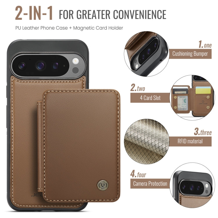 For Google Pixel 9 Pro XL JEEHOOD J05 Business Magnetic Style RFID Leather Phone Case(Brown) - Google Cases by JEEHOOD | Online Shopping South Africa | PMC Jewellery | Buy Now Pay Later Mobicred