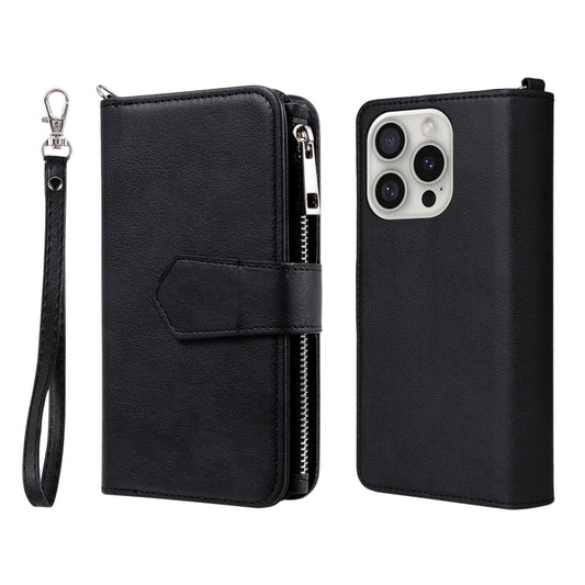 For iPhone 16 Pro Solid Color 2 in 1 Zipper Shockproof Phone Case(Black) - iPhone 16 Pro Cases by PMC Jewellery | Online Shopping South Africa | PMC Jewellery | Buy Now Pay Later Mobicred