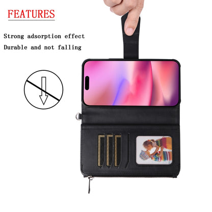 For iPhone 16 Solid Color 2 in 1 Zipper Shockproof Phone Case(Black) - iPhone 16 Cases by PMC Jewellery | Online Shopping South Africa | PMC Jewellery | Buy Now Pay Later Mobicred