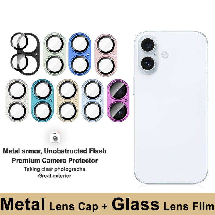 For iPhone 16 / 16 Plus IMAK Metal Armor Premium Camera Protector Film(Pink) - iPhone 16 Tempered Glass by imak | Online Shopping South Africa | PMC Jewellery | Buy Now Pay Later Mobicred