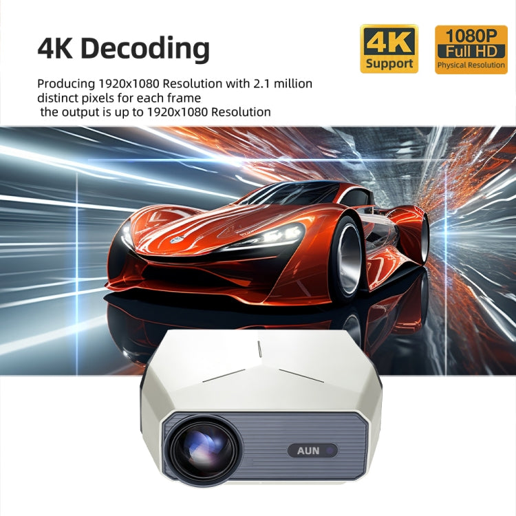 AUN A004 Pro 1920 x 1080P 9000Lumen Android 9.0 Portable LCD Projector, US Plug(White) - LED Projector by AUN | Online Shopping South Africa | PMC Jewellery | Buy Now Pay Later Mobicred