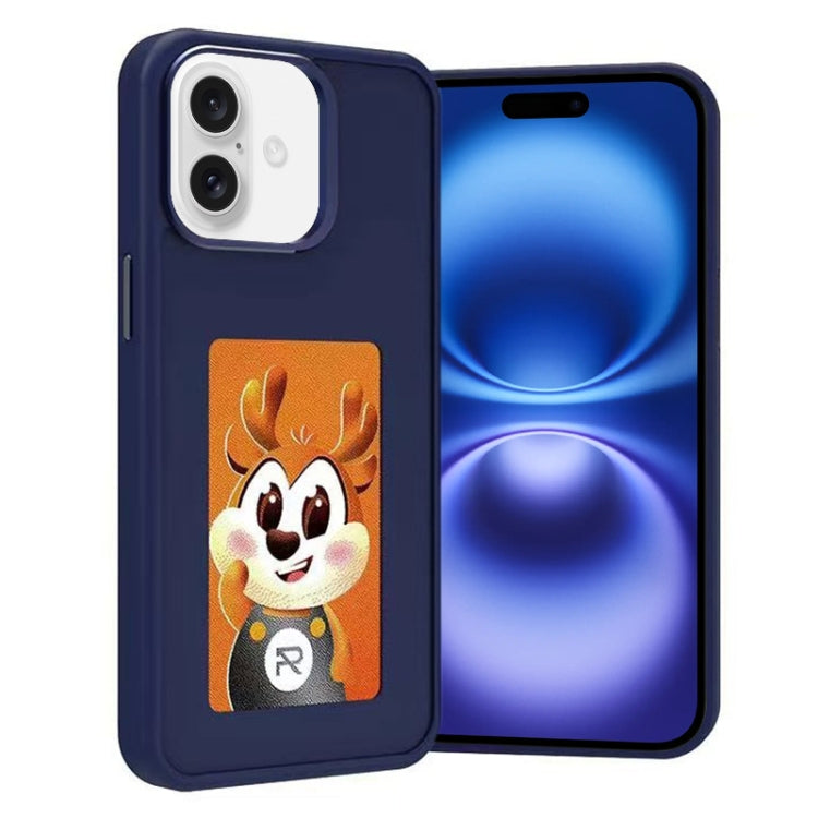 For iPhone 16 Plus Four-Color E-ink Screen NFC DIY Phone Case(Blue) - iPhone 16 Plus Cases by PMC Jewellery | Online Shopping South Africa | PMC Jewellery | Buy Now Pay Later Mobicred