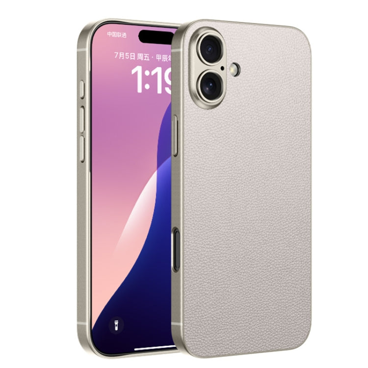 For iPhone 16 GKK Metal Paint Skin Feel Leather Full Coverage Phone Case(Titanium Grey) - free shipping - PMC Jewellery - Order now!