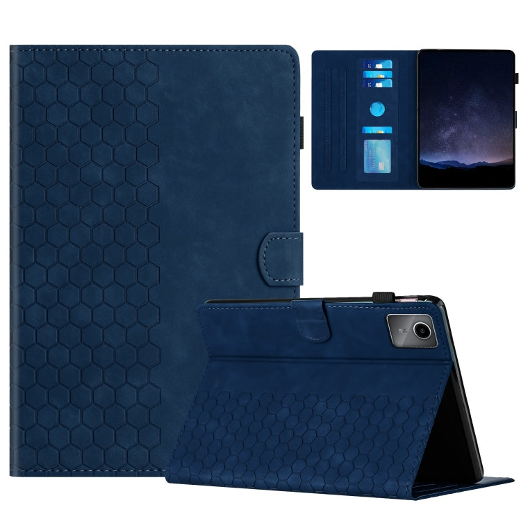 For Lenovo Tab M11 / Xiaoxin Pad 2024 Honeycomb Embossed Leather Smart Tablet Case(Blue) - Lenovo by PMC Jewellery | Online Shopping South Africa | PMC Jewellery | Buy Now Pay Later Mobicred