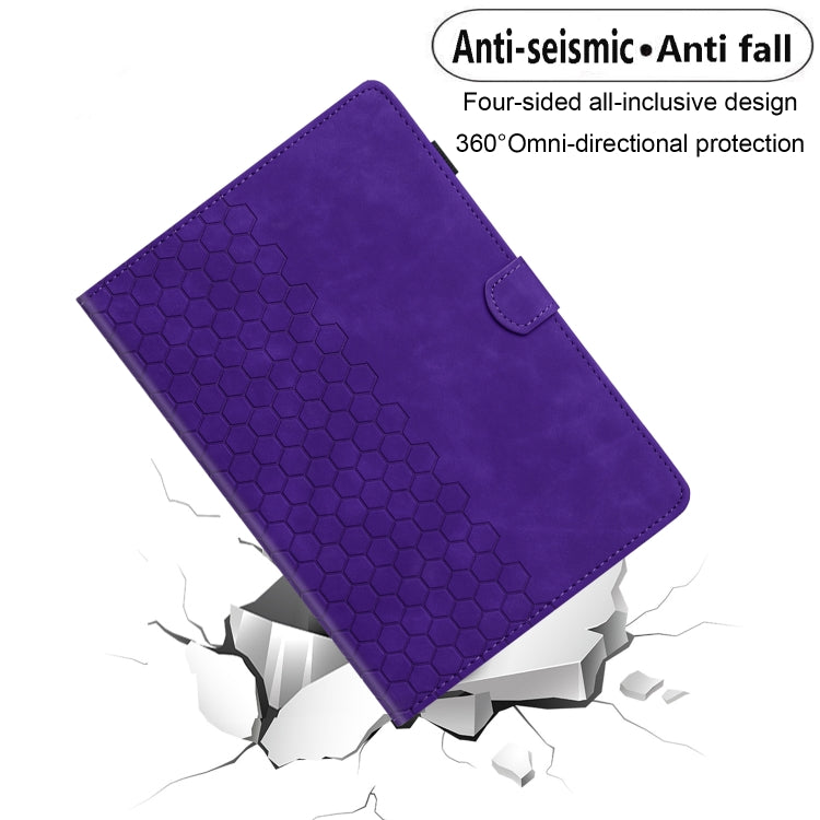 For Lenovo Tab M11 / Xiaoxin Pad 2024 Honeycomb Embossed Leather Smart Tablet Case(Purple) - Lenovo by PMC Jewellery | Online Shopping South Africa | PMC Jewellery | Buy Now Pay Later Mobicred