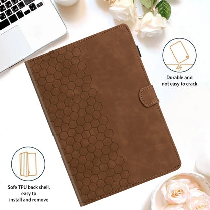 For Lenovo Tab M11 / Xiaoxin Pad 2024 Honeycomb Embossed Leather Smart Tablet Case(Brown) - Lenovo by PMC Jewellery | Online Shopping South Africa | PMC Jewellery | Buy Now Pay Later Mobicred