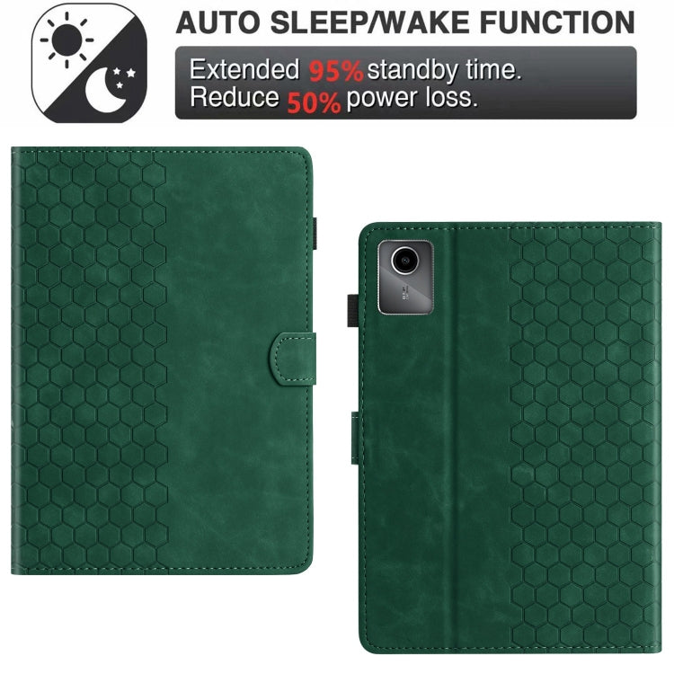 For Lenovo Tab M11 / Xiaoxin Pad 2024 Honeycomb Embossed Leather Smart Tablet Case(Green) - Lenovo by PMC Jewellery | Online Shopping South Africa | PMC Jewellery | Buy Now Pay Later Mobicred