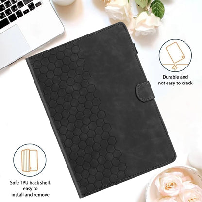 For Lenovo Tab M11 / Xiaoxin Pad 2024 Honeycomb Embossed Leather Smart Tablet Case(Black) - Lenovo by PMC Jewellery | Online Shopping South Africa | PMC Jewellery | Buy Now Pay Later Mobicred