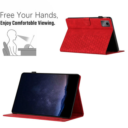 For Lenovo Tab M11 / Xiaoxin Pad 2024 Honeycomb Embossed Leather Smart Tablet Case(Red) - Lenovo by PMC Jewellery | Online Shopping South Africa | PMC Jewellery | Buy Now Pay Later Mobicred