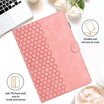 For Lenovo Tab M11 / Xiaoxin Pad 2024 Honeycomb Embossed Leather Smart Tablet Case(Pink) - Lenovo by PMC Jewellery | Online Shopping South Africa | PMC Jewellery | Buy Now Pay Later Mobicred