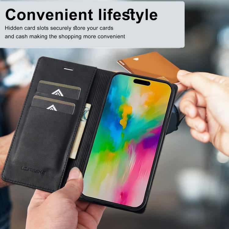 For iPhone 16 Pro Max LC.IMEEKE RFID Anti-theft Leather Phone Case(Black) - iPhone 16 Pro Max Cases by LC.IMEEKE | Online Shopping South Africa | PMC Jewellery | Buy Now Pay Later Mobicred