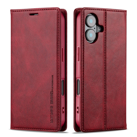 For iPhone 16 Plus LC.IMEEKE RFID Anti-theft Leather Phone Case(Red) - iPhone 16 Plus Cases by LC.IMEEKE | Online Shopping South Africa | PMC Jewellery | Buy Now Pay Later Mobicred