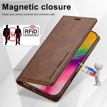 For iPhone 16 Plus LC.IMEEKE RFID Anti-theft Leather Phone Case(Brown) - iPhone 16 Plus Cases by LC.IMEEKE | Online Shopping South Africa | PMC Jewellery | Buy Now Pay Later Mobicred