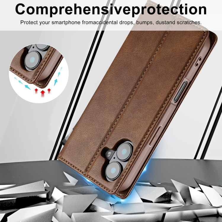 For iPhone 16 LC.IMEEKE RFID Anti-theft Leather Phone Case(Brown) - iPhone 16 Cases by LC.IMEEKE | Online Shopping South Africa | PMC Jewellery | Buy Now Pay Later Mobicred