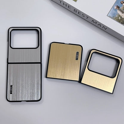 For Motorola Moto Razr 50 2024 PC Hybrid Aluminum Alloy Brushed Shockproof Phone Case(Gold) - Motorola Cases by PMC Jewellery | Online Shopping South Africa | PMC Jewellery | Buy Now Pay Later Mobicred