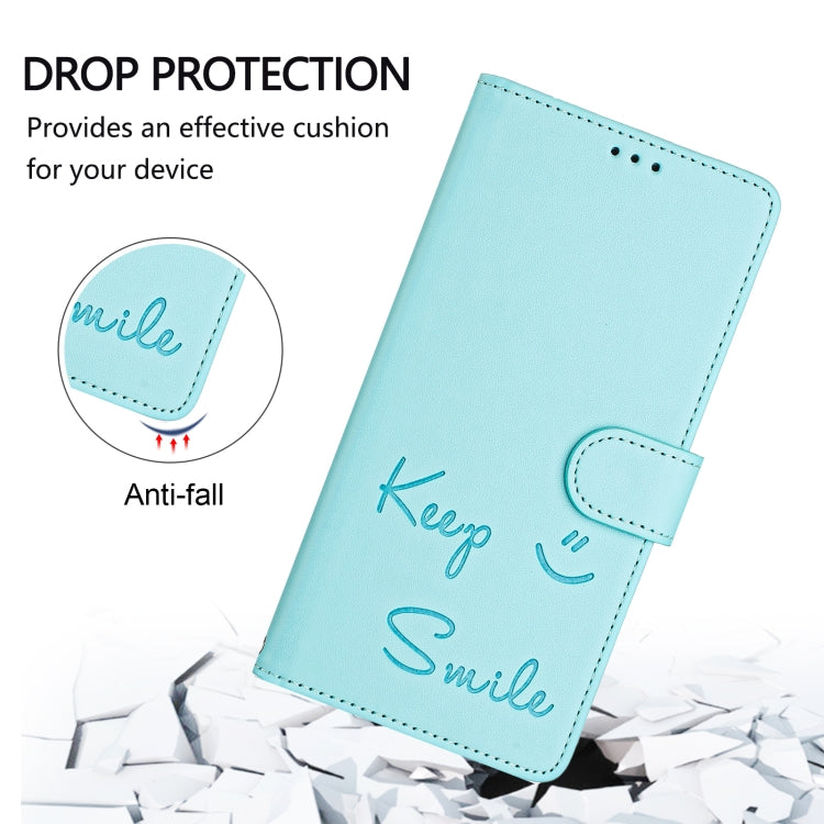 For Ulefone Note 14 Smile Embossing RFID Leather Phone Case(Mint Green) - Ulefone Cases by PMC Jewellery | Online Shopping South Africa | PMC Jewellery | Buy Now Pay Later Mobicred