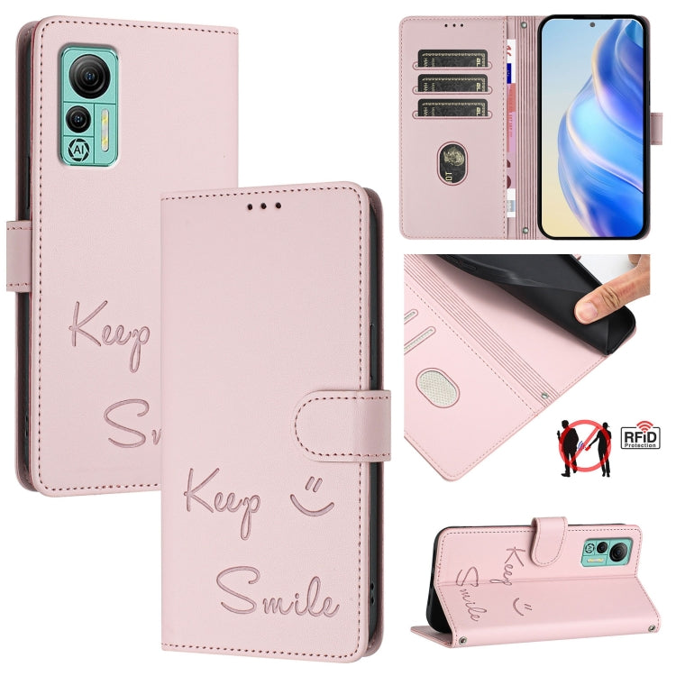 For Ulefone Note 14 Smile Embossing RFID Leather Phone Case(Pink) - Ulefone Cases by PMC Jewellery | Online Shopping South Africa | PMC Jewellery | Buy Now Pay Later Mobicred