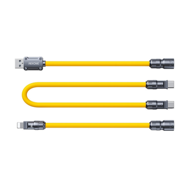 WK WDC-20 Mecha Series Silicone 1.4m 65W 4-in-1 Fast Charging Data Cable(Yellow) - Multifunction Cable by WK | Online Shopping South Africa | PMC Jewellery | Buy Now Pay Later Mobicred