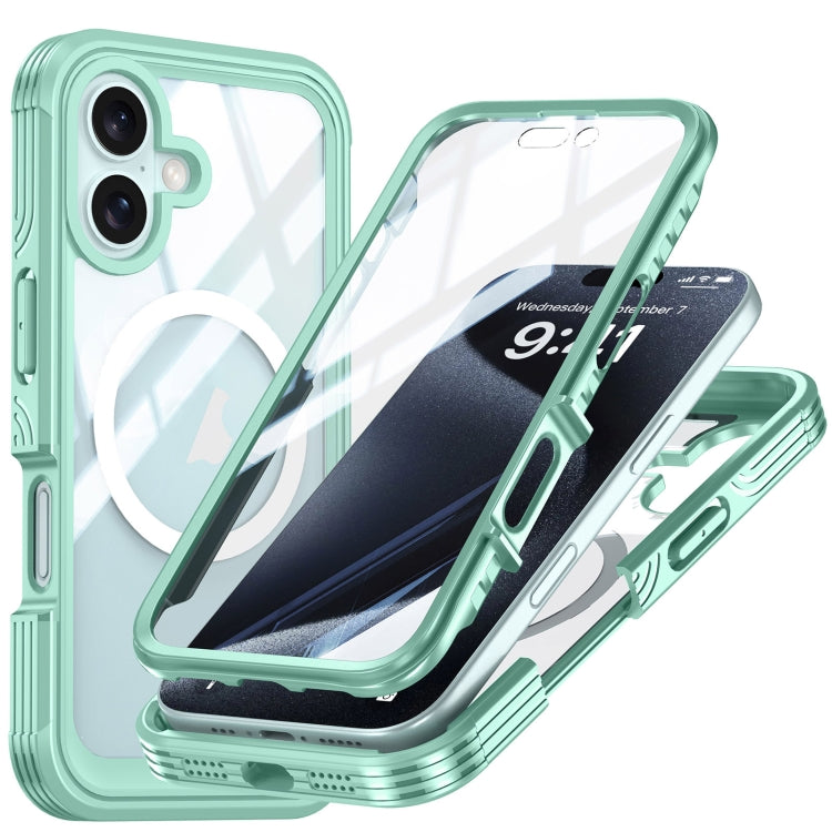 For iPhone 16 Tempered Glass MagSafe Phone Case(Green) - iPhone 16 Cases by PMC Jewellery | Online Shopping South Africa | PMC Jewellery | Buy Now Pay Later Mobicred