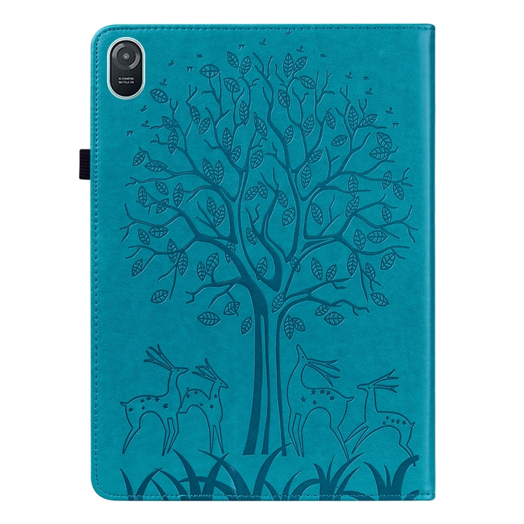 For Honor Pad 8 Tree & Deer Embossed Leather Tablet Case(Blue) - Honor by PMC TechLife | Online Shopping South Africa | PMC TechLife | Buy Now Pay Later Mobicred