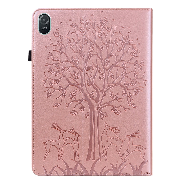 For Honor Pad 8 Tree & Deer Embossed Leather Tablet Case(Pink) - Honor by PMC TechLife | Online Shopping South Africa | PMC TechLife | Buy Now Pay Later Mobicred