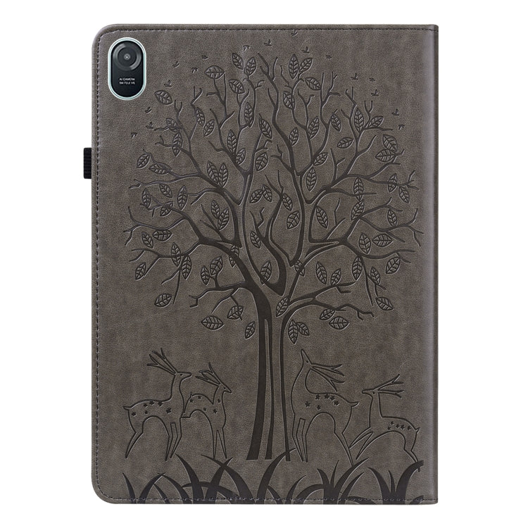 For Honor Pad 8 Tree & Deer Embossed Leather Tablet Case(Grey) - Honor by PMC TechLife | Online Shopping South Africa | PMC TechLife | Buy Now Pay Later Mobicred