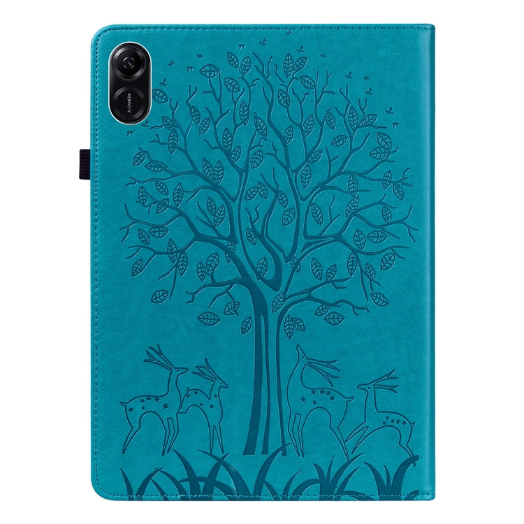 For Honor Pad X9 Tree & Deer Embossed Leather Tablet Case(Blue) - Honor by PMC TechLife | Online Shopping South Africa | PMC TechLife | Buy Now Pay Later Mobicred