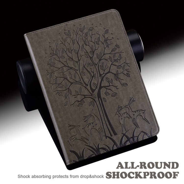 For Honor Pad X9 Tree & Deer Embossed Leather Tablet Case(Grey) - Honor by PMC TechLife | Online Shopping South Africa | PMC TechLife | Buy Now Pay Later Mobicred
