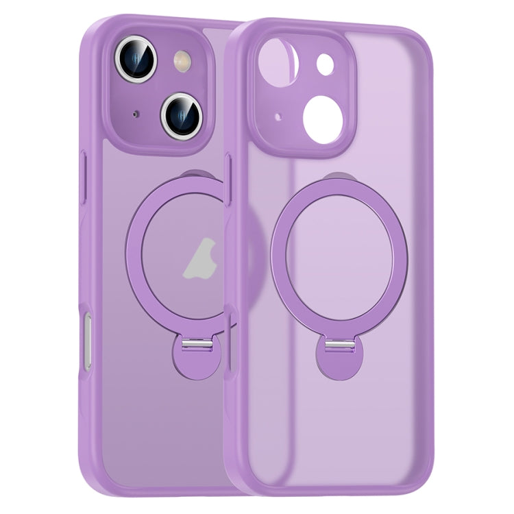 For iPhone 16 Plus Matte Texture 360 Degree Rotary Tone Holder MagSafe Phone Case(Roland Purple) - iPhone 16 Plus Cases by PMC Jewellery | Online Shopping South Africa | PMC Jewellery | Buy Now Pay Later Mobicred