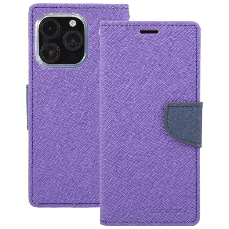 For iPhone 16 Pro Max GOOSPERY FANCY DIARY Cross Texture Leather Phone Case(Purple) - iPhone 16 Pro Max Cases by GOOSPERY | Online Shopping South Africa | PMC Jewellery | Buy Now Pay Later Mobicred