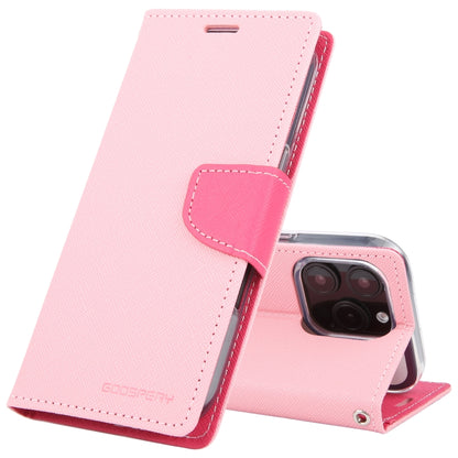 For iPhone 16 Pro GOOSPERY FANCY DIARY Cross Texture Leather Phone Case(Pink) - iPhone 16 Pro Cases by GOOSPERY | Online Shopping South Africa | PMC Jewellery | Buy Now Pay Later Mobicred