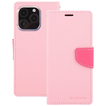 For iPhone 16 Pro GOOSPERY FANCY DIARY Cross Texture Leather Phone Case(Pink) - iPhone 16 Pro Cases by GOOSPERY | Online Shopping South Africa | PMC Jewellery | Buy Now Pay Later Mobicred