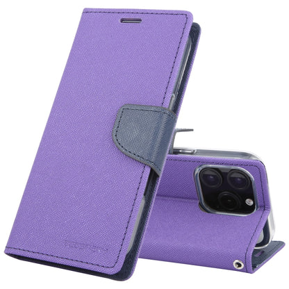 For iPhone 16 Pro GOOSPERY FANCY DIARY Cross Texture Leather Phone Case(Purple) - iPhone 16 Pro Cases by GOOSPERY | Online Shopping South Africa | PMC Jewellery | Buy Now Pay Later Mobicred