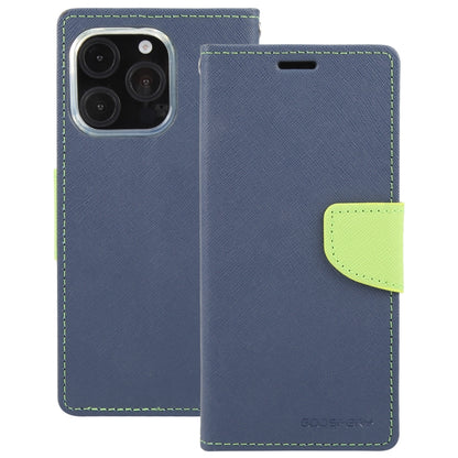 For iPhone 16 Pro GOOSPERY FANCY DIARY Cross Texture Leather Phone Case(Navy Blue) - iPhone 16 Pro Cases by GOOSPERY | Online Shopping South Africa | PMC Jewellery | Buy Now Pay Later Mobicred