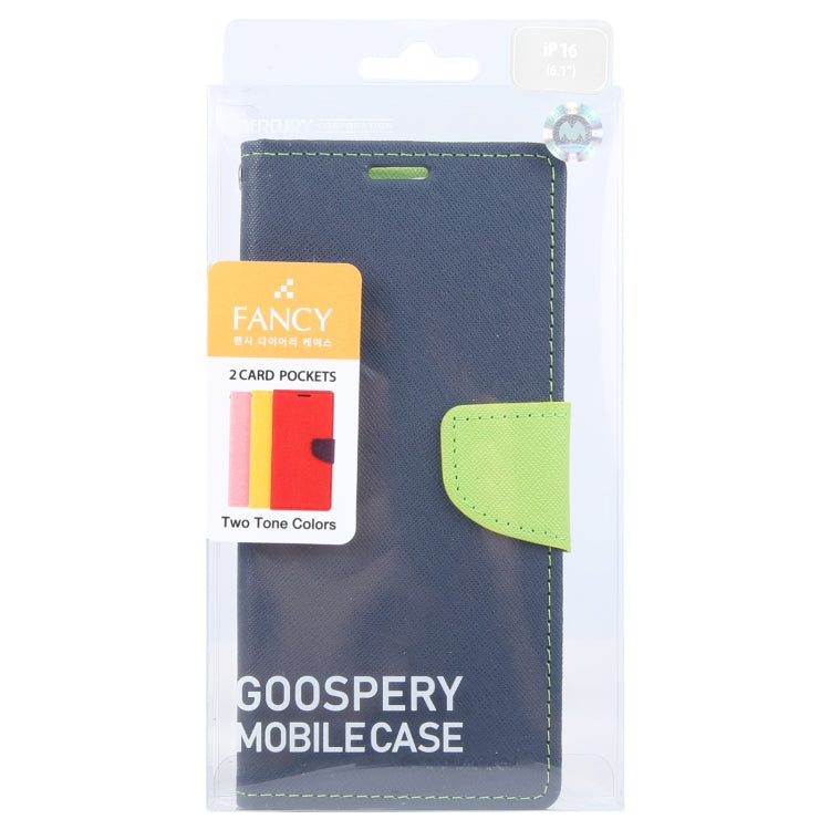 For iPhone 16 Plus GOOSPERY FANCY DIARY Cross Texture Leather Phone Case(Navy Blue) - iPhone 16 Plus Cases by GOOSPERY | Online Shopping South Africa | PMC Jewellery | Buy Now Pay Later Mobicred