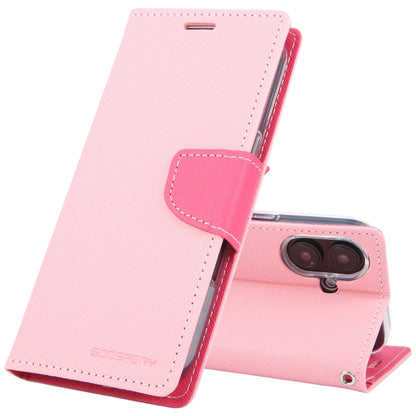 For iPhone 16 GOOSPERY FANCY DIARY Cross Texture Leather Phone Case(Pink) - iPhone 16 Cases by GOOSPERY | Online Shopping South Africa | PMC Jewellery | Buy Now Pay Later Mobicred