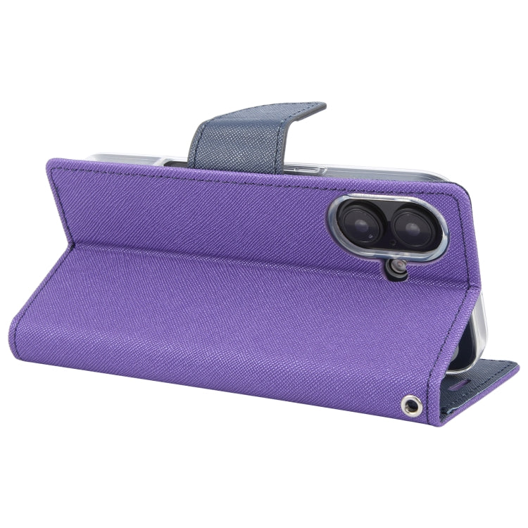 For iPhone 16 GOOSPERY FANCY DIARY Cross Texture Leather Phone Case(Purple) - iPhone 16 Cases by GOOSPERY | Online Shopping South Africa | PMC Jewellery | Buy Now Pay Later Mobicred