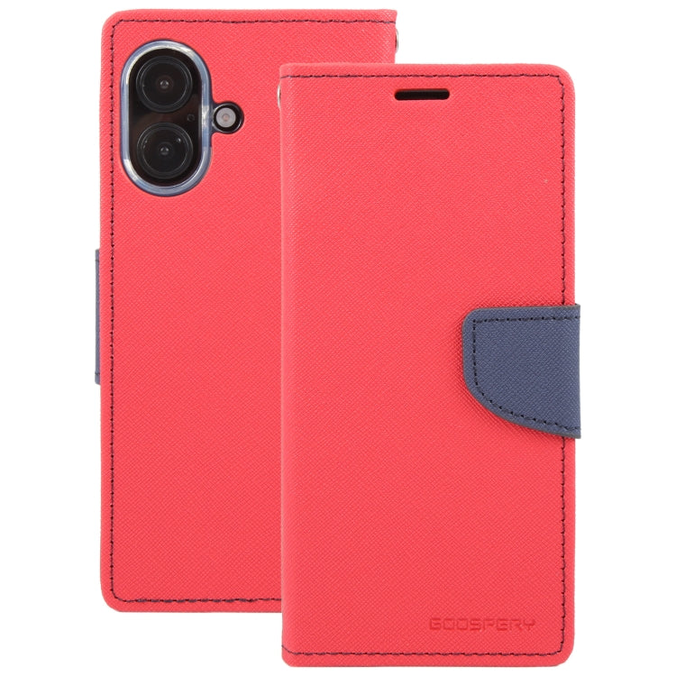 For iPhone 16 GOOSPERY FANCY DIARY Cross Texture Leather Phone Case(Red) - iPhone 16 Cases by GOOSPERY | Online Shopping South Africa | PMC Jewellery | Buy Now Pay Later Mobicred