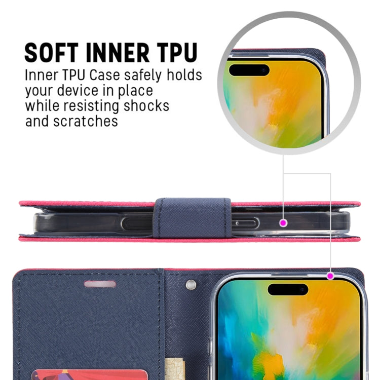 For iPhone 16 Plus GOOSPERY FANCY DIARY Cross Texture Leather Phone Case(Navy Blue) - iPhone 16 Plus Cases by GOOSPERY | Online Shopping South Africa | PMC Jewellery | Buy Now Pay Later Mobicred