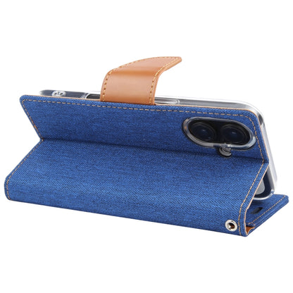 For iPhone 16 Plus GOOSPERY CANVAS DIARY Fabric Texture Flip Leather Phone Case(Blue) - iPhone 16 Plus Cases by GOOSPERY | Online Shopping South Africa | PMC Jewellery | Buy Now Pay Later Mobicred