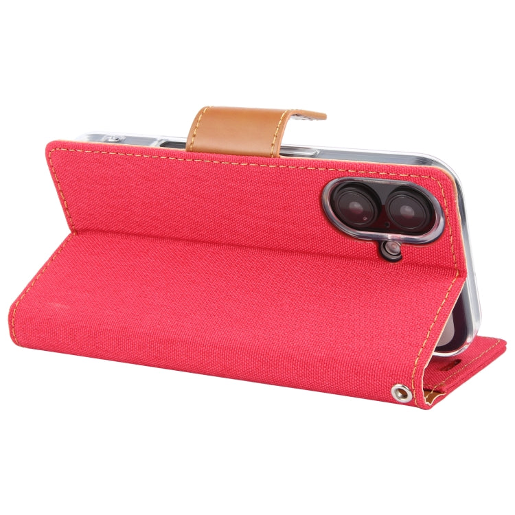 For iPhone 16 GOOSPERY CANVAS DIARY Fabric Texture Flip Leather Phone Case(Red) - iPhone 16 Cases by GOOSPERY | Online Shopping South Africa | PMC Jewellery | Buy Now Pay Later Mobicred