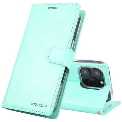 For iPhone 16 Pro Max GOOSPERY BLUE MOON Crazy Horse Texture Leather Phone Case(Mint Green) - iPhone 16 Pro Max Cases by GOOSPERY | Online Shopping South Africa | PMC Jewellery | Buy Now Pay Later Mobicred