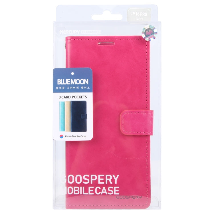 For iPhone 16 Pro GOOSPERY BLUE MOON Crazy Horse Texture Leather Phone Case(Rose Red) - iPhone 16 Pro Cases by GOOSPERY | Online Shopping South Africa | PMC Jewellery | Buy Now Pay Later Mobicred