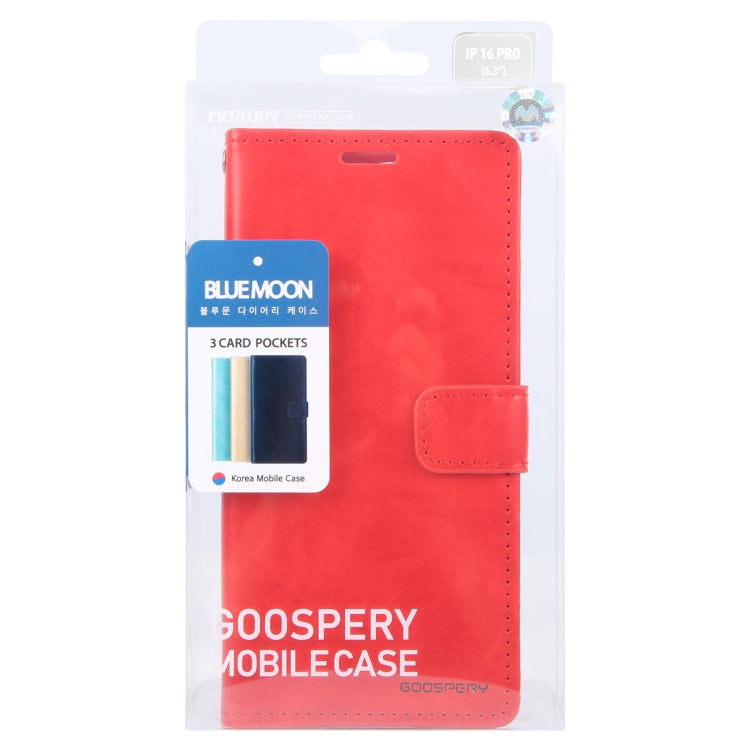 For iPhone 16 Pro GOOSPERY BLUE MOON Crazy Horse Texture Leather Phone Case(Red) - iPhone 16 Pro Cases by GOOSPERY | Online Shopping South Africa | PMC Jewellery | Buy Now Pay Later Mobicred