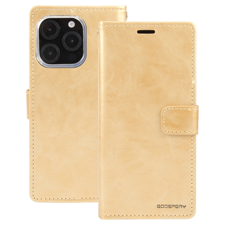 For iPhone 16 Pro GOOSPERY BLUE MOON Crazy Horse Texture Leather Phone Case(Gold) - iPhone 16 Pro Cases by GOOSPERY | Online Shopping South Africa | PMC Jewellery | Buy Now Pay Later Mobicred