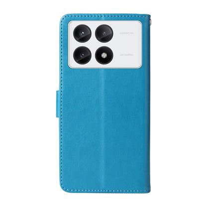 For Redmi K70 / K70 Pro Embossed Butterfly Flowers Leather Phone Case(Blue) - K70 Cases by PMC Jewellery | Online Shopping South Africa | PMC Jewellery | Buy Now Pay Later Mobicred