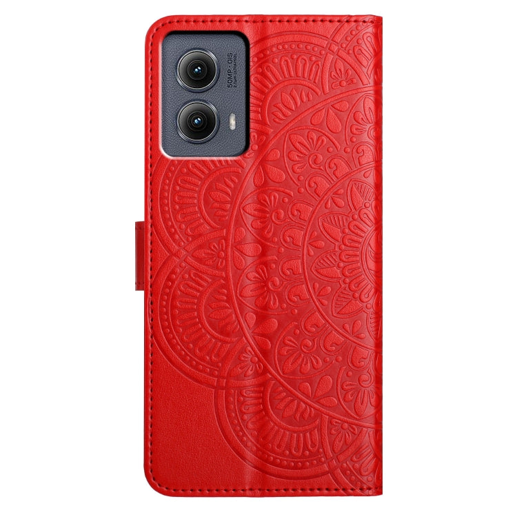 For Motorola Edge 2024 Flower Embossed Leather Phone Case(Red) - Motorola Cases by PMC Jewellery | Online Shopping South Africa | PMC Jewellery | Buy Now Pay Later Mobicred