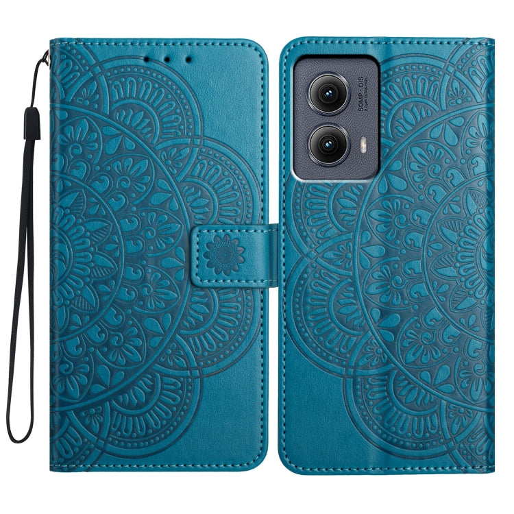 For Motorola Edge 2024 Flower Embossed Leather Phone Case(Blue) - Motorola Cases by PMC Jewellery | Online Shopping South Africa | PMC Jewellery | Buy Now Pay Later Mobicred