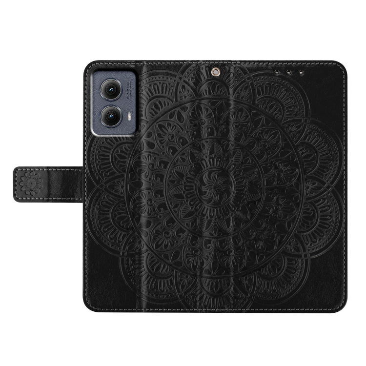 For Motorola Edge 2024 Flower Embossed Leather Phone Case(Black) - Motorola Cases by PMC Jewellery | Online Shopping South Africa | PMC Jewellery | Buy Now Pay Later Mobicred